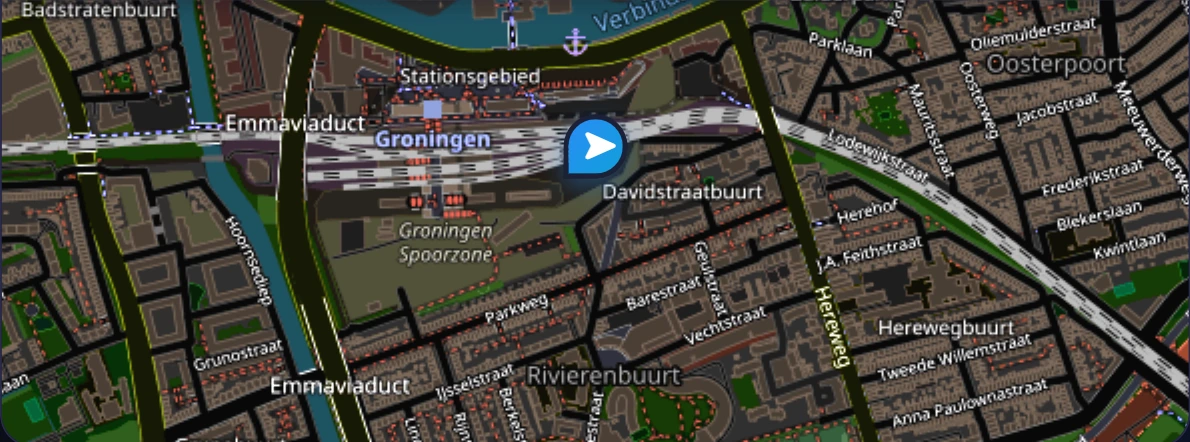 Demo device location near Groningen station, captured from Concloud